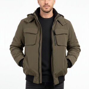 🔥 LIKE NEW! Men Winter Bomber Jacket- Insulated Coat, Olive Green (M)- NO FLAWS